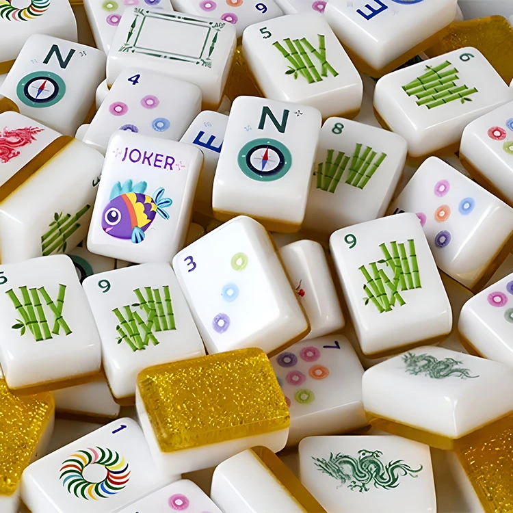 Jubin Mahjong Akrilik Kilauan Emas