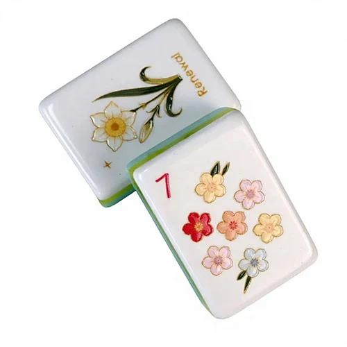 Elegant Floral Acrylic Mahjong Tiles