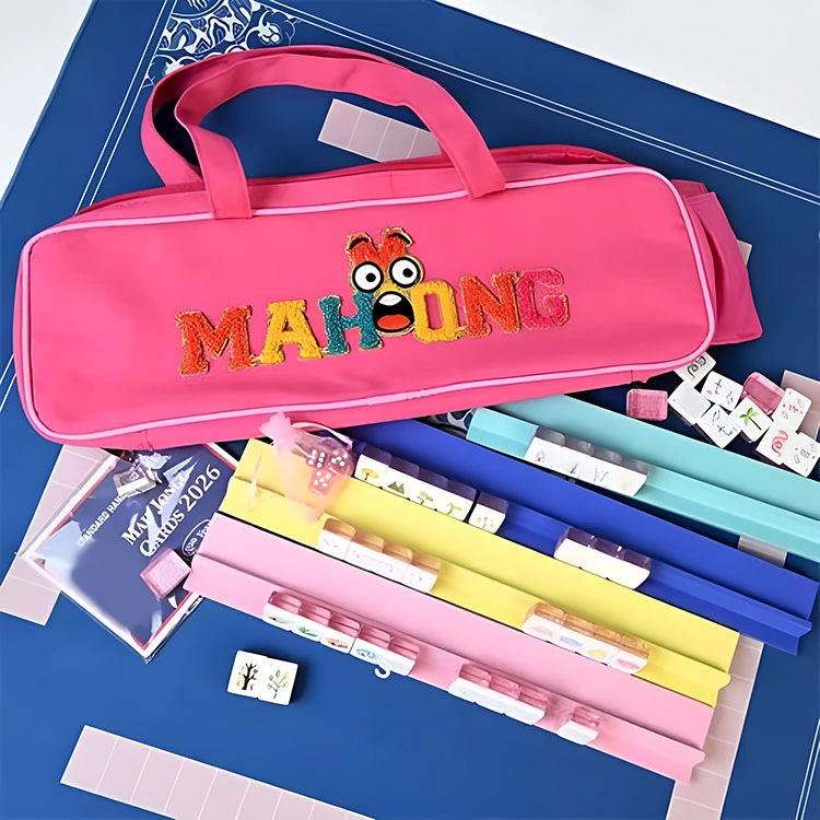 Set Mahjong Emoji Kartun Merah Jambu